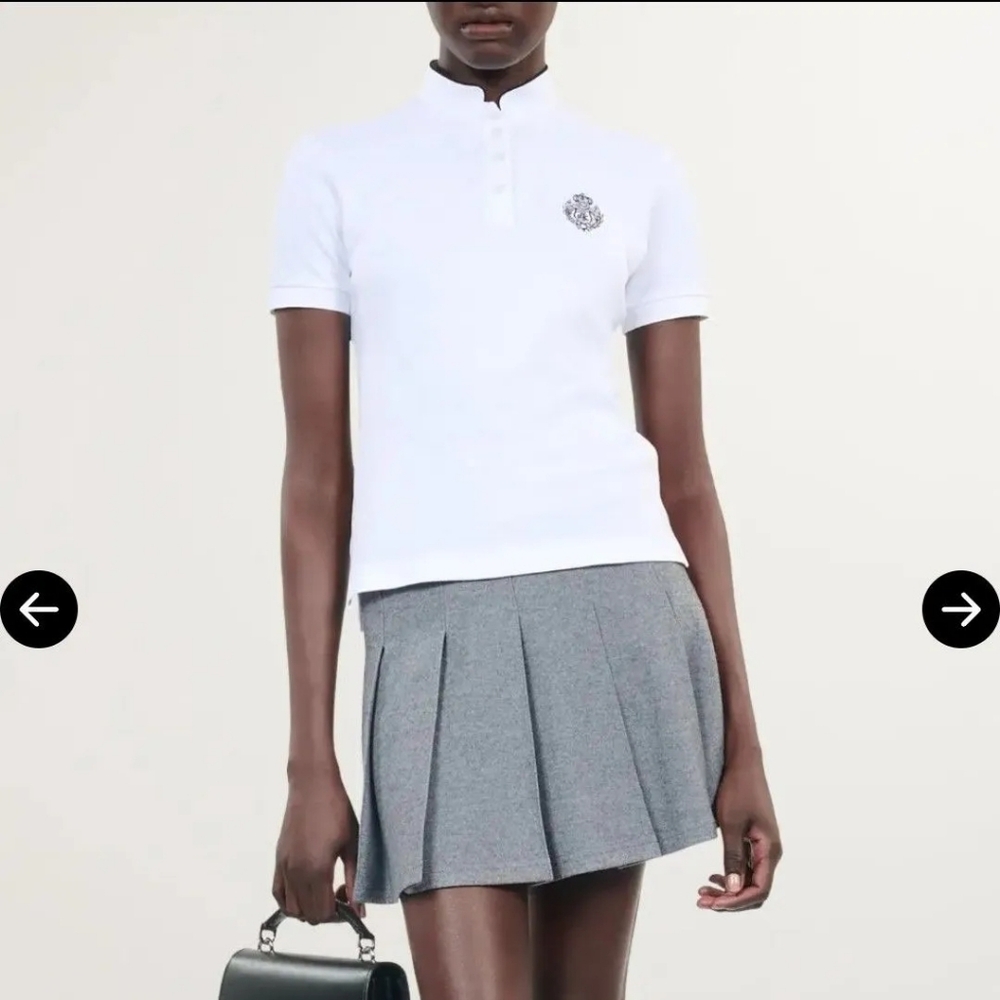 NWT THE KOOPLES COTTON CREST EMBROIDERED MANDARIN COLLAR POLO SHORT SLEEVE TEE